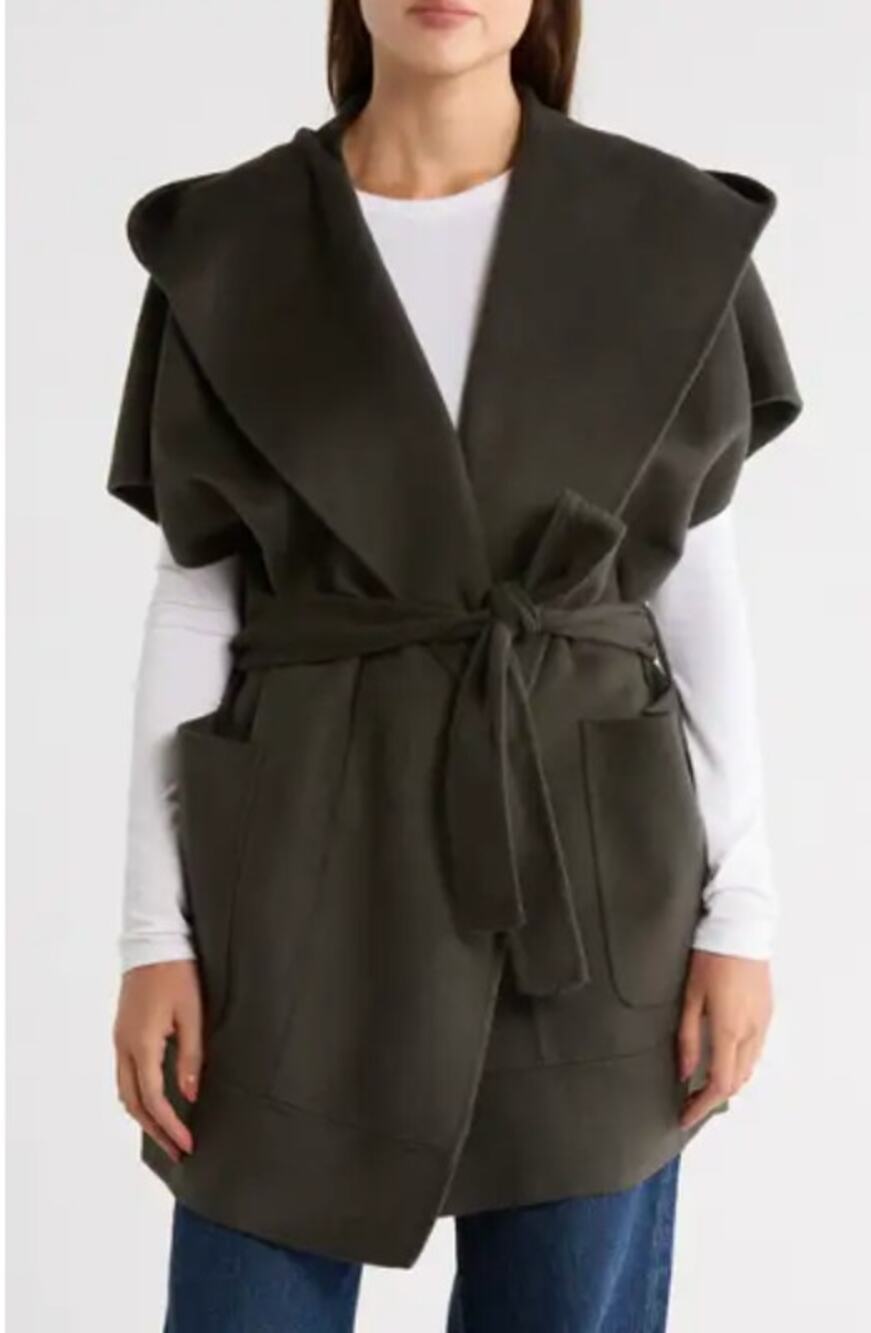 Splendid x Cella Jane Wool Blend Cozy Self Tie Vest XS Green NWT